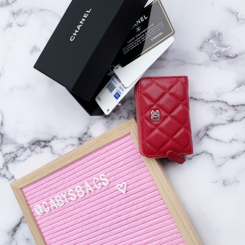 SOLD😭😭NWT CHANEL Coin Card Holder Wallet 18B Red - Picture 5 of 7